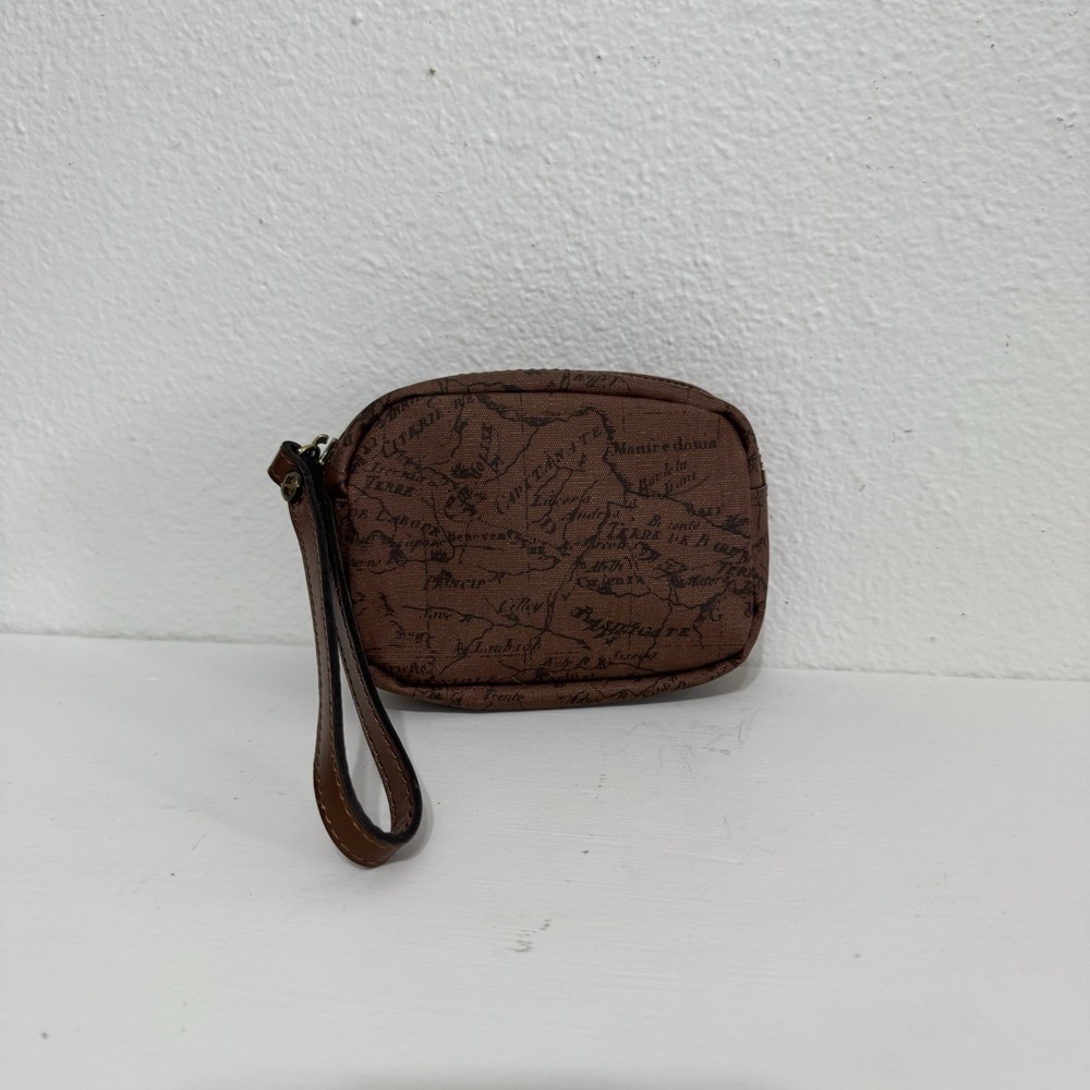Patricia Nash Brown Leather Signature Map Small Zipper Pouch‎ - Picture 3 of 11